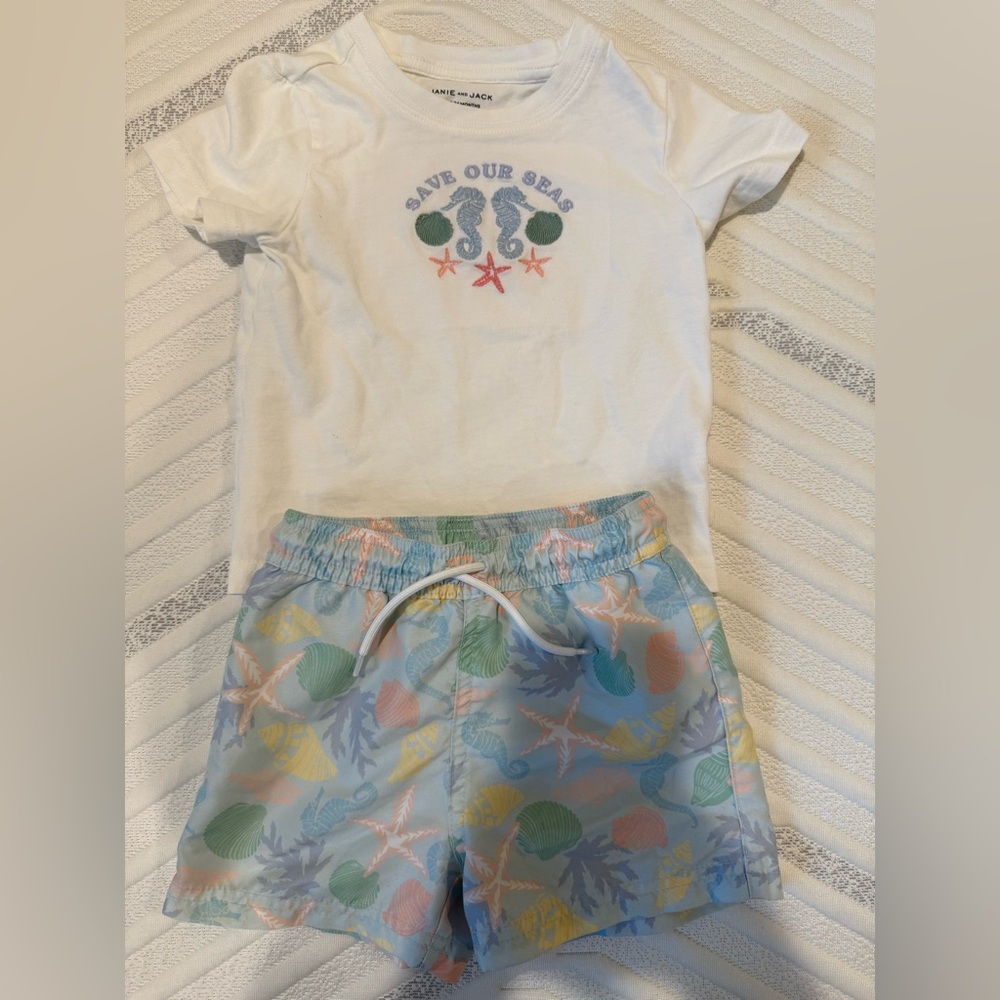 Janie and Jack Save Our Seas Tee and Swim Trunks